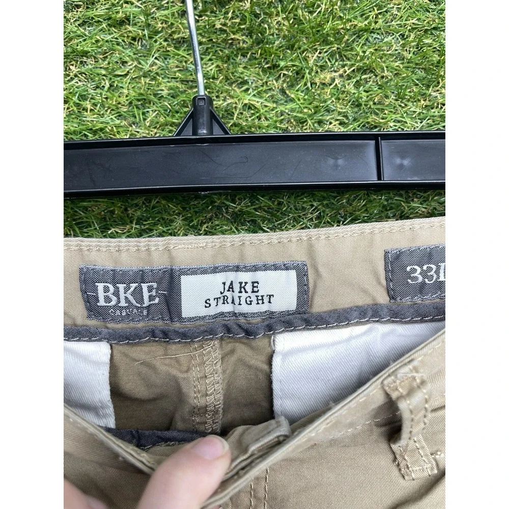 BKE Jake Pants Mens 33L 33x32 Tan Khaki Straight Leg Chino Y2K Casual Beige